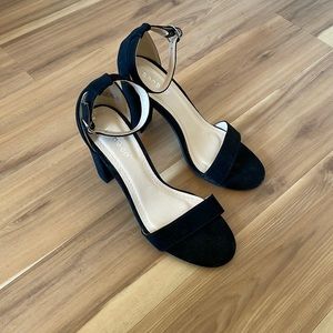 Black velvet suede heels